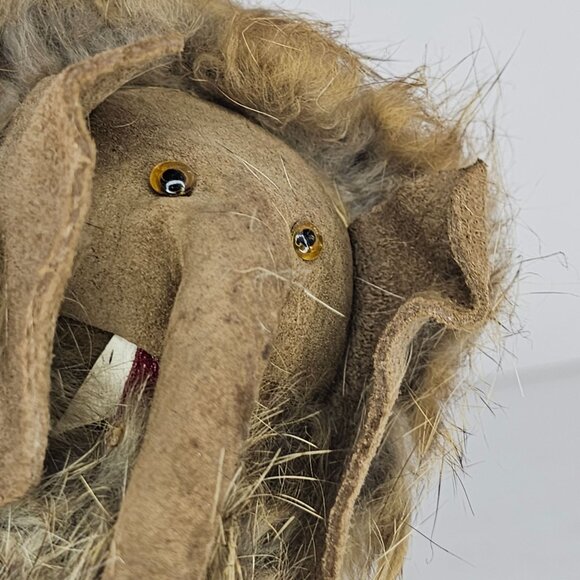Vintage Handmade Fur Leather Suede Elephant Mammoth Figurine Poland - Picture 7 of 8